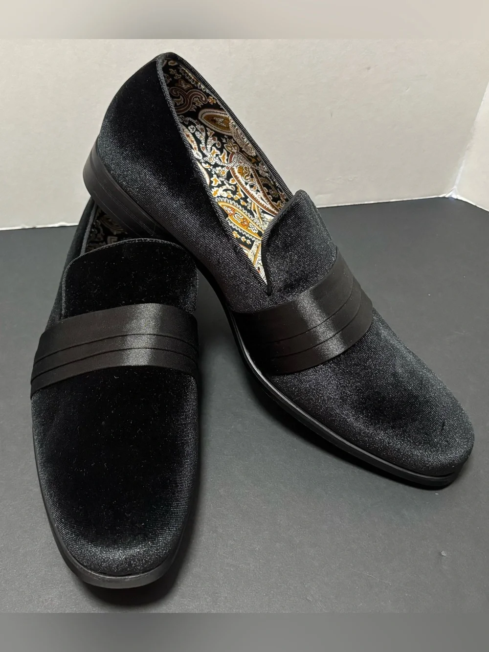 After Midnight Black Velvet Red Bottom Smoker Loafers 9.5